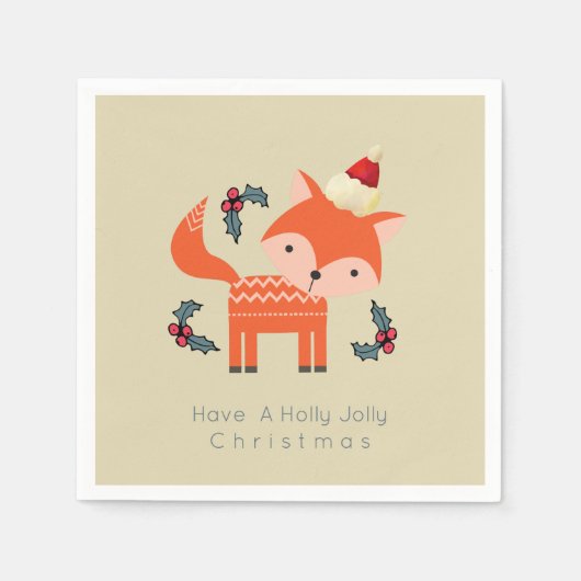 Oranje vos in Santa Hat Cute Whimsical Servetten (Voorkant)