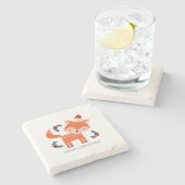 Oranje vos in Santa Hat Cute Whimsical Stenen Onderzetter (Zijkant)