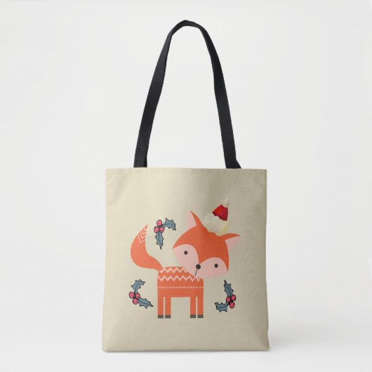 Oranje vos in Santa Hat Cute Whimsical Tote Bag (Voorkant)