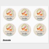 Oranje vos met rode harten keuken bakken ronde sticker (Vel)
