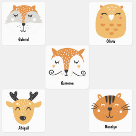 Oranje vossenrendierjongens en meisjes kinderlabels