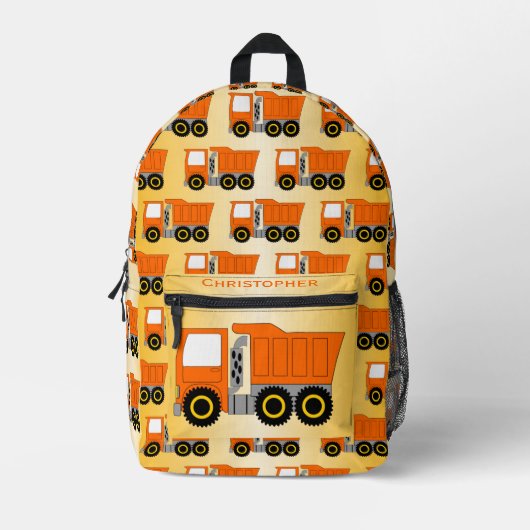Oranje vrachtwagenontwerp gepersonaliseerd bedrukte rugzak (Voorkant)
