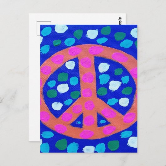 Oranje vredesbord op blauw briefkaart (Voorkant / Achterkant)