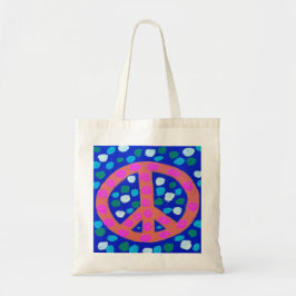 Oranje vredesbord op blauw tote bag