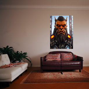 Oranje vreemdeling in de stad   AI Art Poster