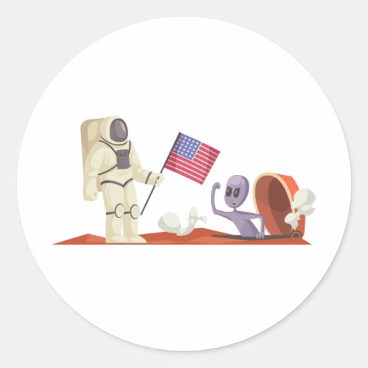 ORANJE VREEMDELING RONDE STICKER (Voorkant)