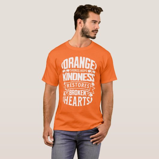 Oranje vriendelijkheid herstelt harten t-shirt (Voorkant volledig)