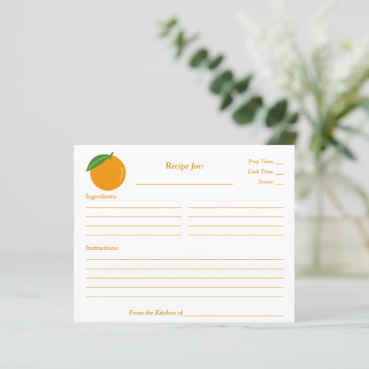 Oranje Vrijgezellenfeest Recept Kaart (Staand voorkant)