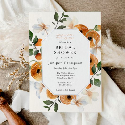 Oranje Vrijgezellenfeest van bloesems en clementin Kaart