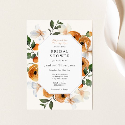 Oranje Vrijgezellenfeest van bloesems en clementin Kaart