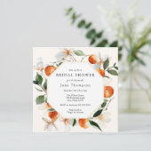 Oranje Vrijgezellenfeest van bloesems en clementin Kaart (Staand voorkant)