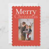 Oranje vrolijke kerst Gepersonaliseerde Familiefot Feestdagenkaart (Voorkant)