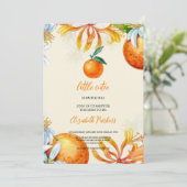 oranje vrucht babyshower uitnodiging (Staand voorkant)