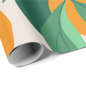 Oranje vruchten en bladeren naadloos patroon cadeaupapier (Rol Hoek)