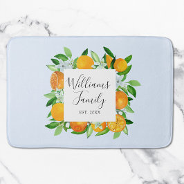 Oranje vruchten en bloemen Zomer Bloemen Botanisch Badmat