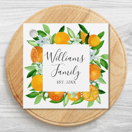 Oranje vruchten en bloemen Zomer Bloemen Botanisch Bedankjes Labels