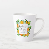 Oranje vruchten en bloemen Zomer Bloemen Botanisch Latte Mok (Rechts)