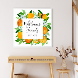 Oranje vruchten en bloemen Zomer Bloemen Botanisch Poster