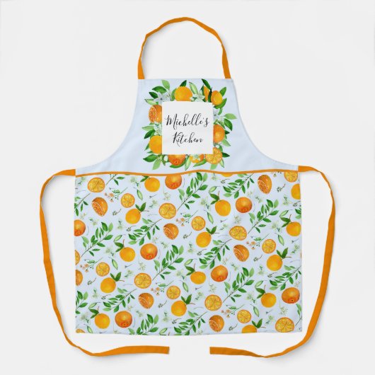 Oranje vruchten en bloemen Zomer Bloemen Botanisch Schort (Voorkant)