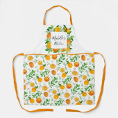 Oranje vruchten en bloemen Zomer Bloemen Botanisch Schort (Voorkant)