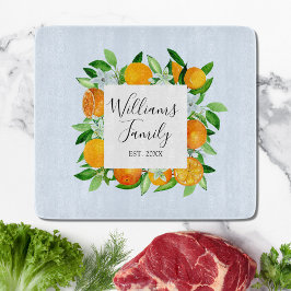 Oranje vruchten en bloemen Zomer Bloemen Botanisch Snijplank