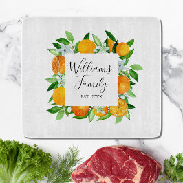 Oranje vruchten en bloemen Zomer Bloemen Botanisch Snijplank