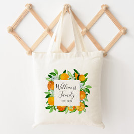 Oranje vruchten en bloemen Zomer Bloemen Botanisch Tote Bag