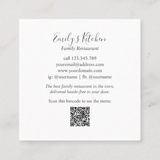 Oranje vruchten en bloemen Zomer Bloemen Botanisch Vierkante Visitekaartje (Achterkant)