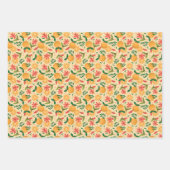 Oranje vruchten- en bloemmotief inpakpapier vel (Voorkant)