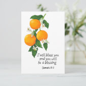 Oranje vruchten Genesis 12:2 Bedankkaart (Staand voorkant)