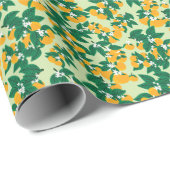 Oranje vruchten: groen  motief. cadeaupapier (Rol Hoek)