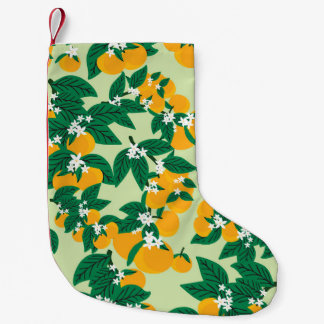 Oranje vruchten: groen motief. kleine kerstsok