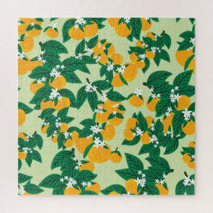 Oranje vruchten: groen  motief. legpuzzel