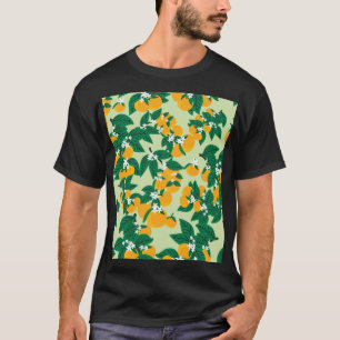 Oranje vruchten: groen motief. t-shirt
