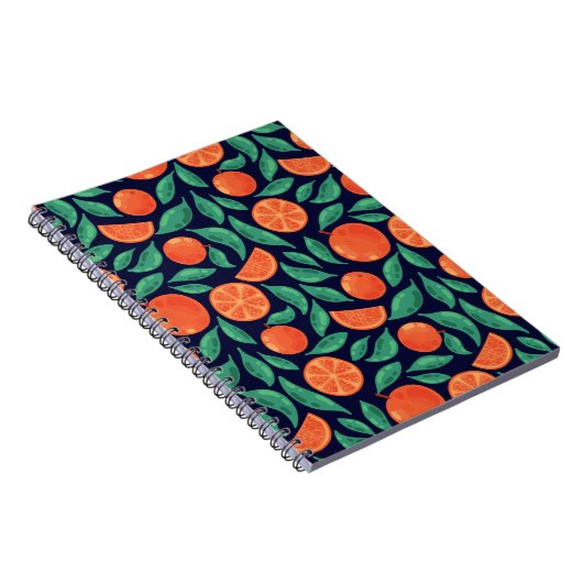 Oranje vruchten: kleurrijke naadloos notitieboek (Rechterzijde)