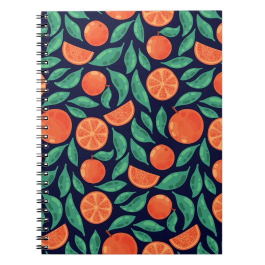 Oranje vruchten: kleurrijke naadloos notitieboek (Voorkant)
