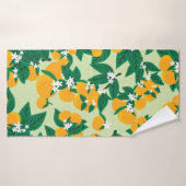  oranje vruchten met groene achtergrondnaadjes badhanddoek (Badhanddoek)