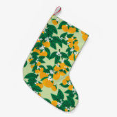 oranje vruchten met groene achtergrondnaadjes kleine kerstsok (Voorkant (Hangend))