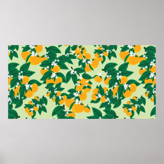 oranje vruchten met groene achtergrondnaadjes poster (Voorkant)