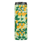  oranje vruchten met groene achtergrondnaadjes thermosbeker (Achterkant)
