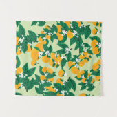 oranje vruchten met groene achtergrondnaadjes wandkleed (Voorkant (horizontaal))