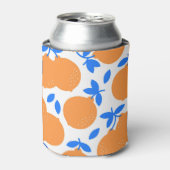 Oranje vruchten: prachtig blauw-getwijnd patroon. blikjeskoeler (Blikje Voorkant)