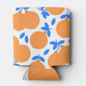 Oranje vruchten: prachtig blauw-getwijnd patroon. blikjeskoeler (Achterkant)