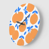 Oranje vruchten: prachtig blauw-getwijnd patroon. grote klok (Hoek)