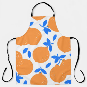 Oranje vruchten: prachtig blauw-getwijnd patroon. schort