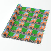 Oranje vuilniswagen cadeaupapier (Uitgerold)