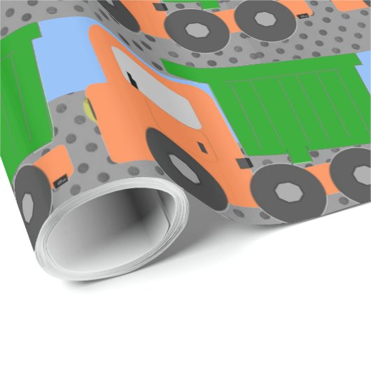 Oranje vuilniswagen cadeaupapier (Rol Hoek)