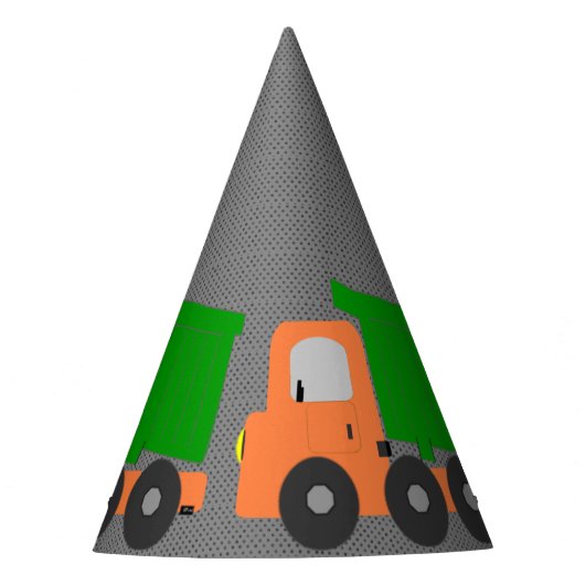 Oranje vuilniswagen feesthoedjes (Voorkant)