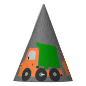 Oranje vuilniswagen feesthoedjes (Links)