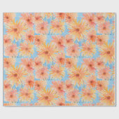 Oranje Vuurbloemen, Abstracte Bloemen Waterverf Cadeaupapier (Vlak)